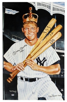 Mickey Mantle Signed and Inscribed 22 ¼x35 ¾-inch Triple Crown Lithograph (PSA/DNA 10)  